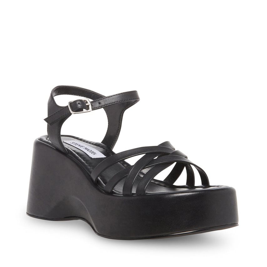 Sandalias de Plataforma Steve Madden Crazy30 Cuero Mujer Negras | ES EI129E